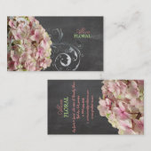 Carte De Visite PixDezines hydrangées roses, fleuristes/damiers (Devant / Derrière)