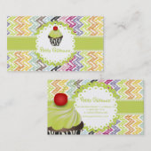 Carte De Visite PixDezines keylime cupcake+ikat chevron (Devant / Derrière)