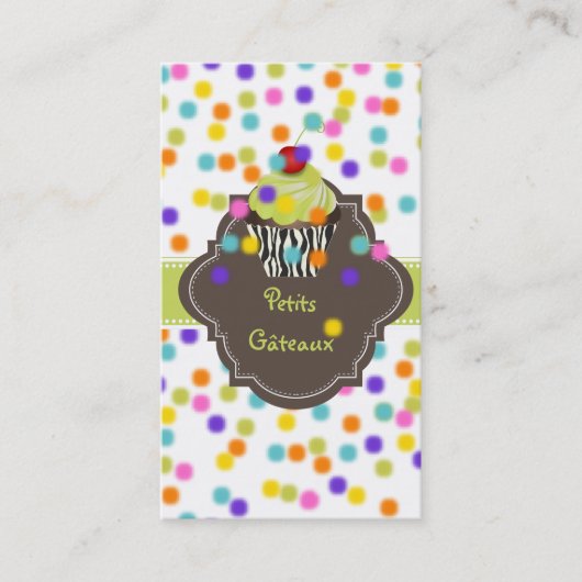 Carte De Visite PixDezines keylime tourbillonne cupcake+arroses (Devant)