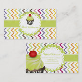 Carte De Visite PixDezines keylime tourne cupcake+chevron (Devant / Derrière)
