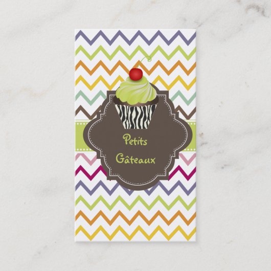 Carte De Visite PixDezines keylime tourne cupcake+chevron (Devant)