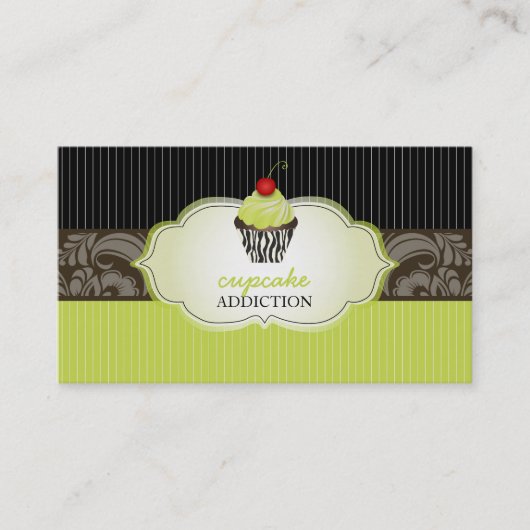 Carte De Visite PixDezines keylime tourne cupcake+pinstripes (Devant)
