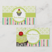 Carte De Visite PixDezines keylime tourne cupcake+stripes (Devant / Derrière)