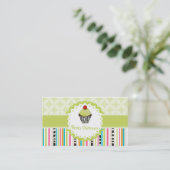 Carte De Visite PixDezines keylime tourne cupcake+stripes (Debout devant)
