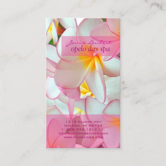 Carte De Visite PixDezines KONA PINK PLUMERIAS (Devant)
