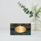 Carte De Visite PixDezines LACE NOIRE+CHEETAH TURQUOISE / LEOPARD (Debout devant)