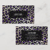 Carte De Visite PixDezines léopard/électrique violet/faux argent (Devant / Derrière)