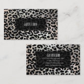 Carte De Visite PixDezines léopard/gris/faux argent (Devant / Derrière)