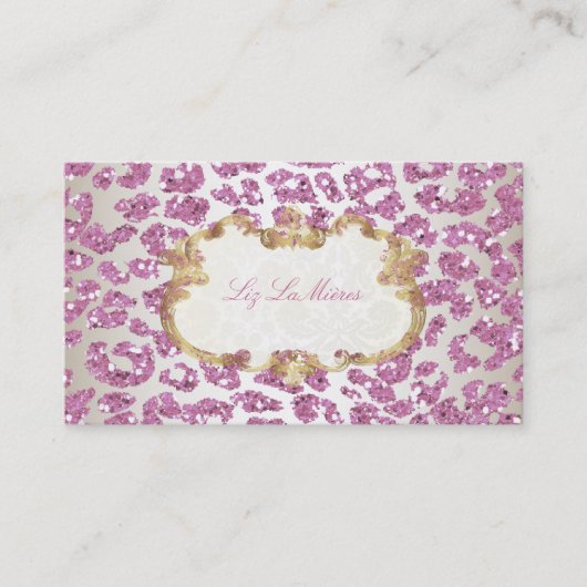Carte De Visite PixDezines léopard rose/champagne (Devant)
