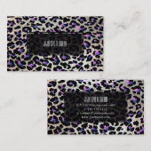Carte De Visite PixDezines léopard/rose électrique/faux argent (Devant / Derrière)
