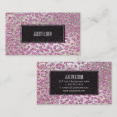 Carte De Visite PixDezines léopard/rose/faux gliter+argent (Devant / Derrière)