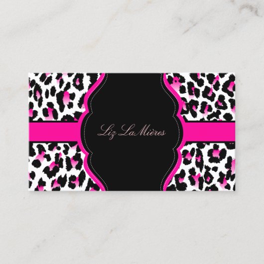 Carte De Visite PixDezines Leopard, rose vif (Devant)
