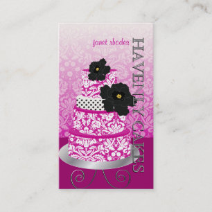 Carte De Visite PixDezines Magenta+White damask cake/pâtisserie