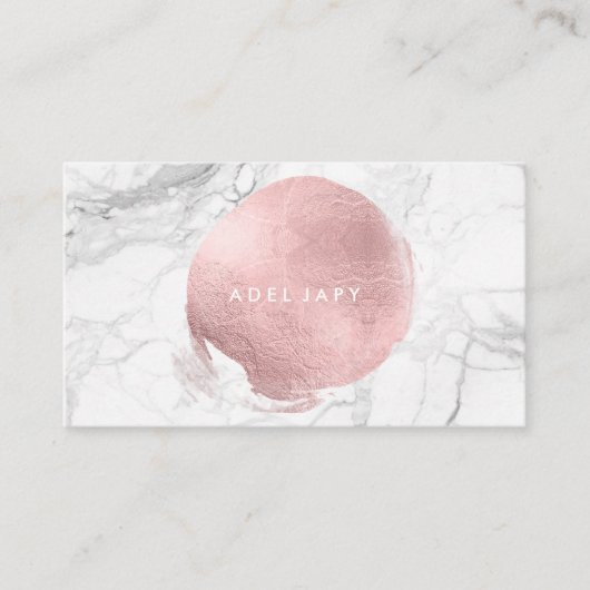 Carte De Visite PixDezines Marble+Faux Rose Gold Foil (Devant)