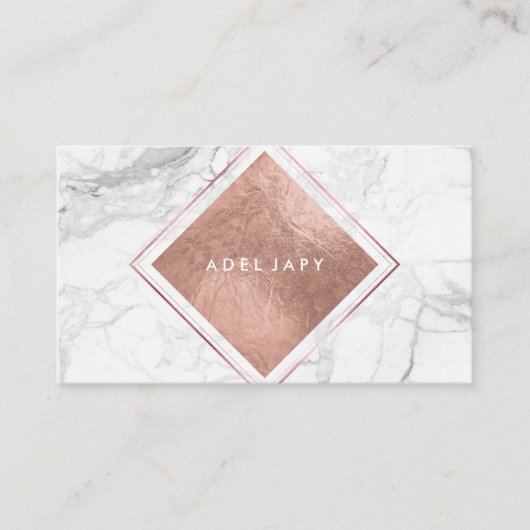 Carte De Visite PixDezines Marble+Faux Rose Gold Foil (Devant)