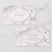 Carte De Visite PixDezines Marble+Faux Rose Gold Oval Gem Cut (Devant / Derrière)