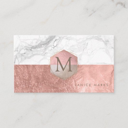 CARTE DE VISITE PIXDEZINES MARBRE FAUX ROSE OR+HONEYCOMB (Devant)