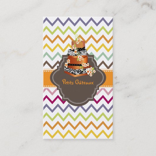 Carte De Visite PixDezines mariage damassé cake+chevron (Devant)