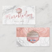 CARTE DE VISITE PIXDEZINES MICROBLADING MARBRE FAUX OR ROSE (Devant / Derrière)