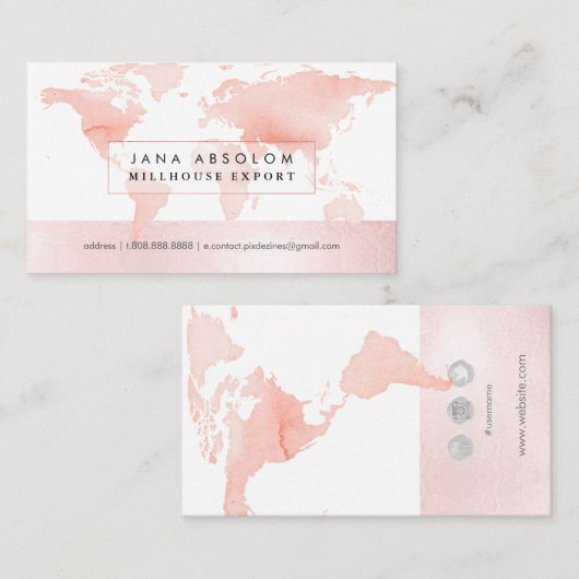 Carte De Visite PixDezines - mondial blush h2 world map (Devant / Derrière)