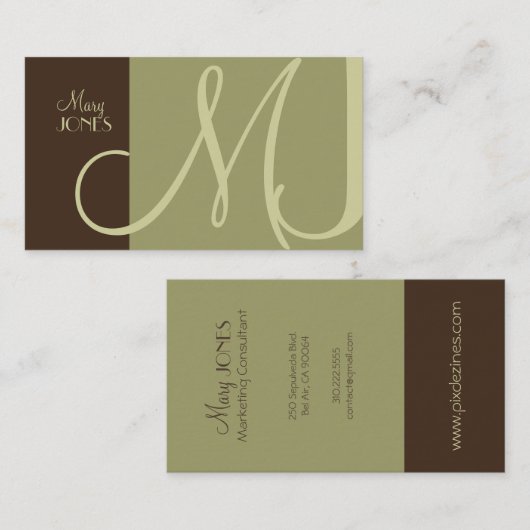 Carte De Visite PixDezines MONOGRAM En Rétro/DO-IT-YOURSELF Couleu (Devant / Derrière)