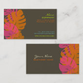 Carte De Visite PixDezines Monstera, feuillage tropical rétro (Devant / Derrière)