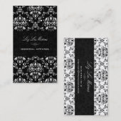 Carte De Visite PixDezines noir+blanc Dolcè Vintage Damask (Devant / Derrière)