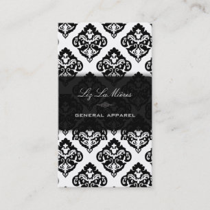 Carte De Visite PixDezines noir+blanc Olivia Damask