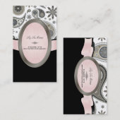 Carte De Visite PixDezines Noir, Gris, Blanc Paisley (Devant / Derrière)