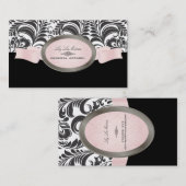 Carte De Visite PixDezines noir, rose, blanc Bellissimo Damask (Devant / Derrière)