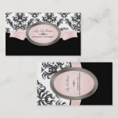 Carte De Visite PixDezines noir, rose, blanc Céleste Damask (Devant / Derrière)