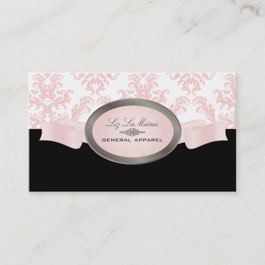 Carte De Visite PixDezines noir, rose, blanc Céleste Damask (Devant)