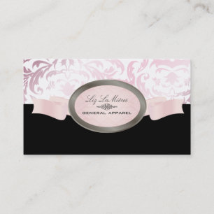 Carte De Visite PixDezines noir, rose, blanc Céline Damask