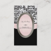 Carte De Visite PixDezines noir, rose, blanc Fidora Damask (Dos)