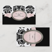 Carte De Visite PixDezines noir, rose, blanc Isabella Damask (Devant / Derrière)