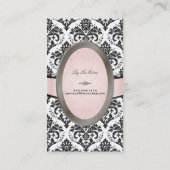 Carte De Visite PixDezines noir, rose, blanc Jolie Damask (Dos)