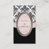 Carte De Visite PixDezines noir, rose, blanc Jolie Damask (Dos)