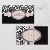 Carte De Visite PixDezines Noir, Rose, Blanc Piqué Damask (Devant / Derrière)