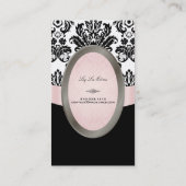 Carte De Visite PixDezines Noir, Rose, Blanc Piqué Damask (Dos)