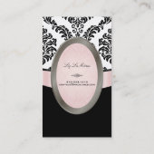 Carte De Visite PixDezines noir, rose, blanc Rossette Damask (Dos)