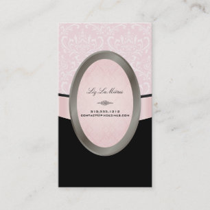 Carte De Visite PixDezines noir, rose Rossi Damask