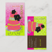Carte De Visite PixDezines Orange+Hot Pink damask gâteau/pâtisseri (Devant / Derrière)