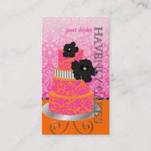 Carte De Visite PixDezines Orange + rose damassé gâteau / pâtisser