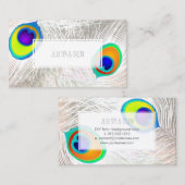 Carte De Visite PixDezines paon plumes/faux argent (Devant / Derrière)