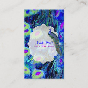 Carte De Visite PixDezines paons cobalt bleu/aquarelle