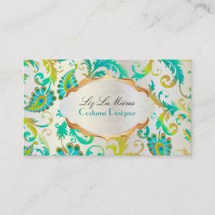 Carte De Visite PixDezines pavo damask/paon turquoise