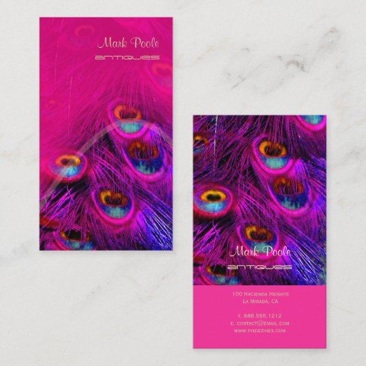 CARTE DE VISITE PIXDEZINES PEACOCK FEACOCK/CHAUD ROSE (Devant / Derrière)