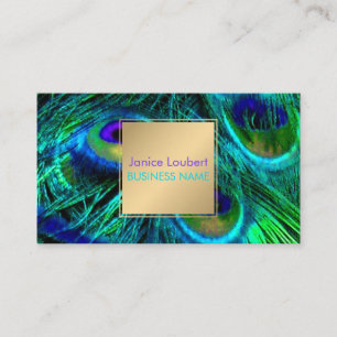 Carte De Visite PixDezines Peacock Feather/Cobalt/Aqua