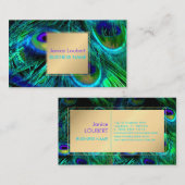 Carte De Visite PixDezines Peacock Feather/Cobalt/Aqua (Devant / Derrière)