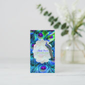 Carte De Visite PixDezines Peacock Feather/ Cobalt Blue (Debout devant)